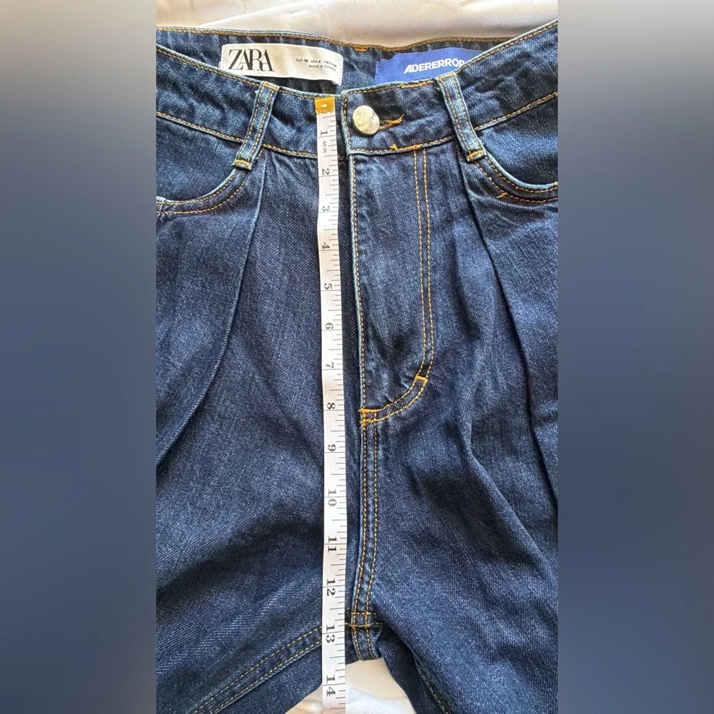 ADER ERROR & ZARA Jeans Sz 4 Dark Wash Pleated Tapered High-Rise Barrel Leg EUC - Picture 11 of 16